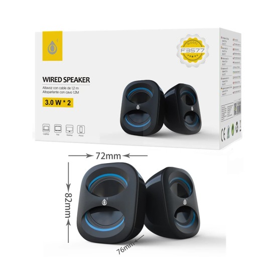 OnePlus Mini Multimedia Speakers F3577 for PC 2.0 2*3W 1.2m Blue